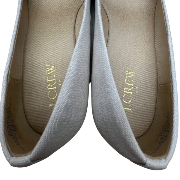 J Crew Women’s Grey Flax Canvas Espadrille Wedge Shoes Size 7