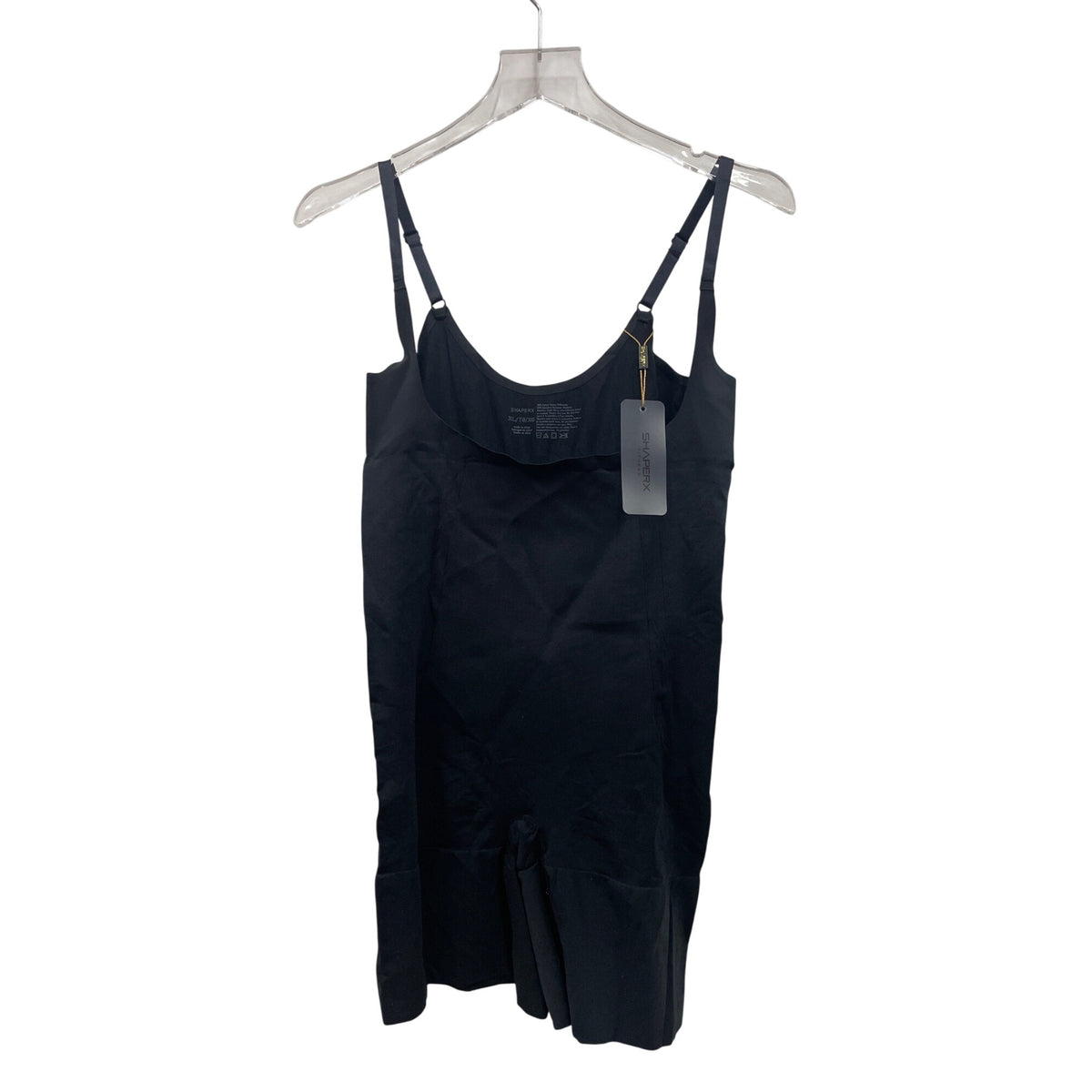 Shaperx Womens Black Nylon Spandex Adjustable Strap Shapewear Bodysuit Size XL