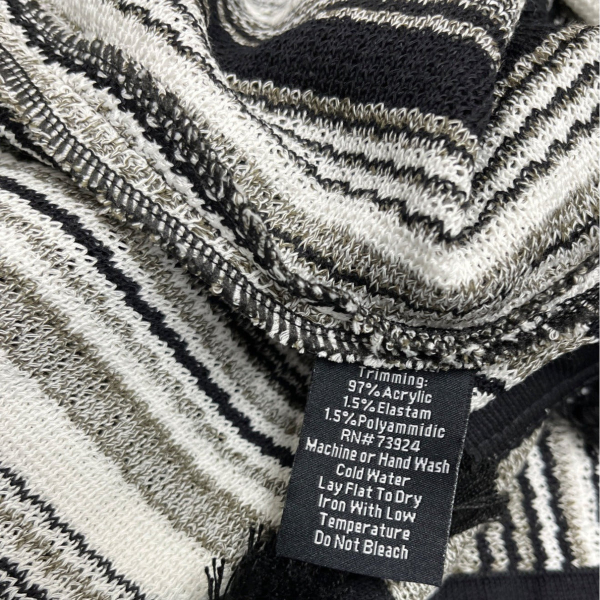 Misook Collection Black & White Striped Open Front Cardigan Tassel Trim Sz 2X