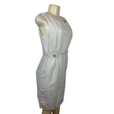 J. Crew Sleeveless Light Beige Sheath Dress With Waist Button Accents Sz 4