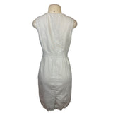J. Crew Sleeveless Light Beige Sheath Dress With Waist Button Accents Sz 4