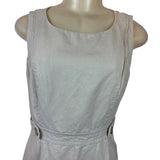 J. Crew Sleeveless Light Beige Sheath Dress With Waist Button Accents Sz 4