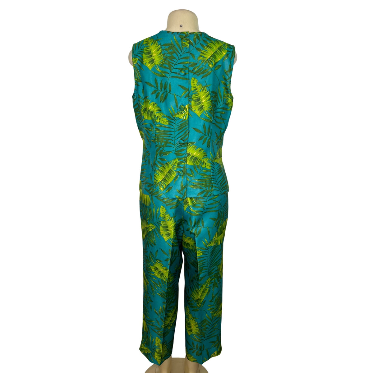 Sag Harbor Womens Blue Tropical Set W/ Wrap Shirt & High-Waisted Pants Size 14