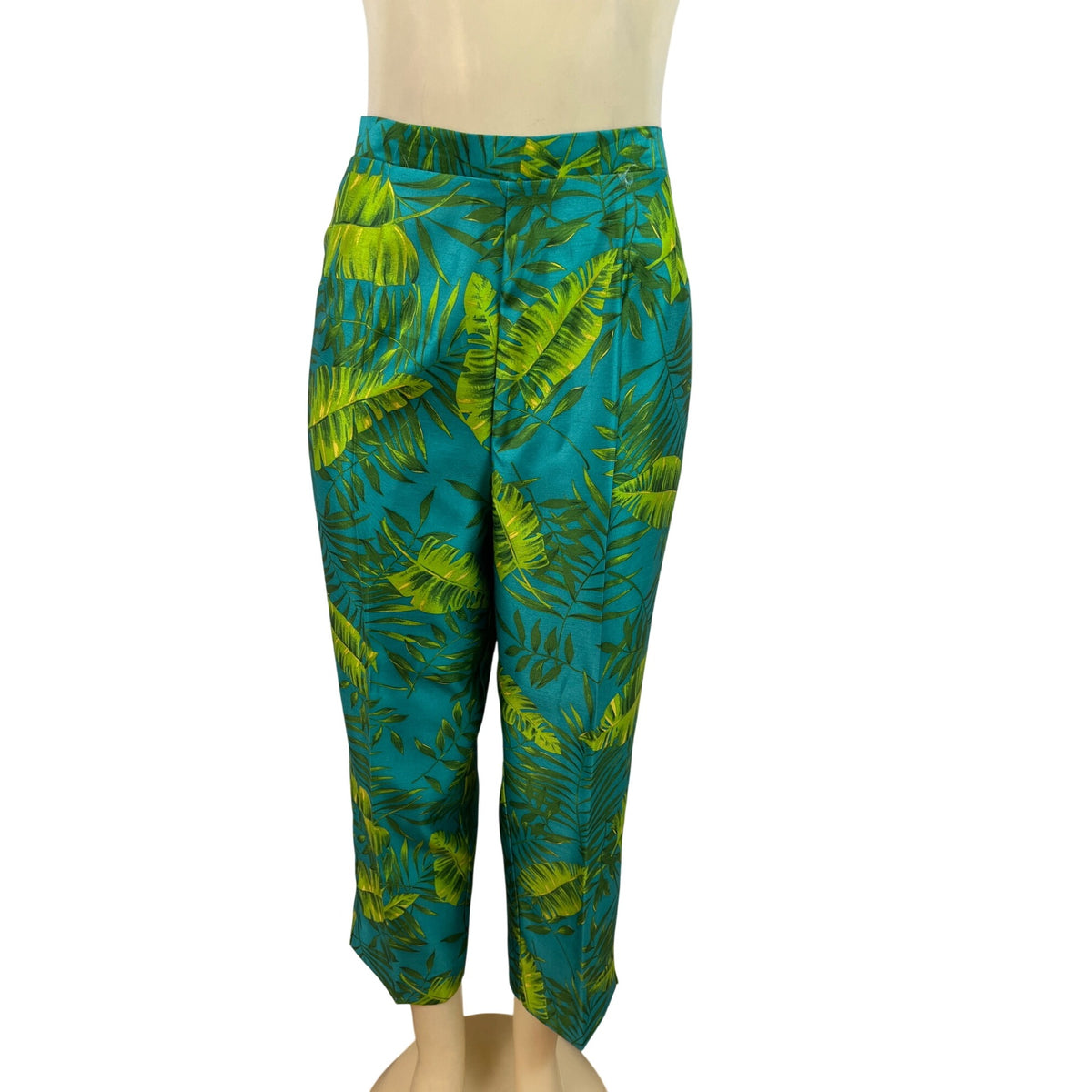 Sag Harbor Womens Blue Tropical Set W/ Wrap Shirt & High-Waisted Pants Size 14
