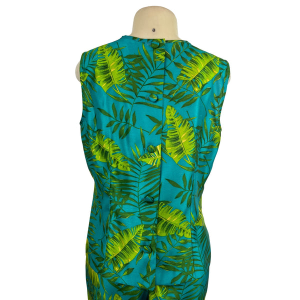 Sag Harbor Womens Blue Tropical Set W/ Wrap Shirt & High-Waisted Pants Size 14