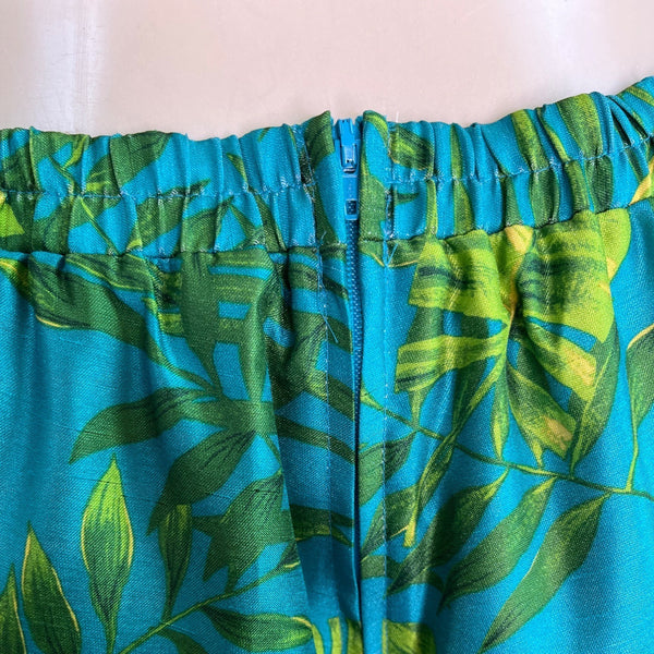 Sag Harbor Womens Blue Tropical Set W/ Wrap Shirt & High-Waisted Pants Size 14