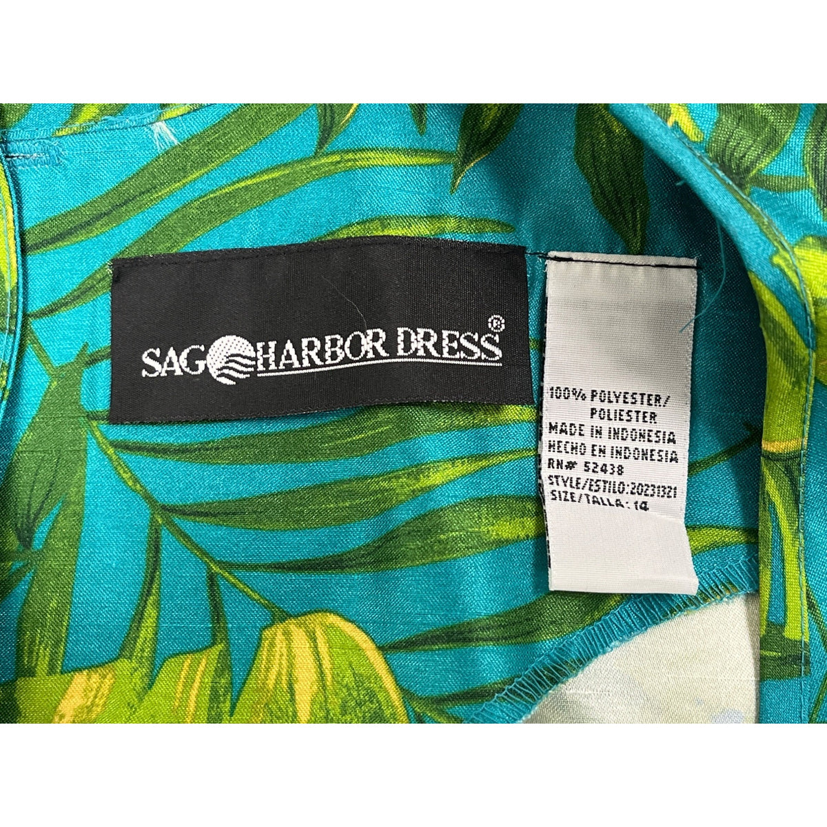 Sag Harbor Womens Blue Tropical Set W/ Wrap Shirt & High-Waisted Pants Size 14