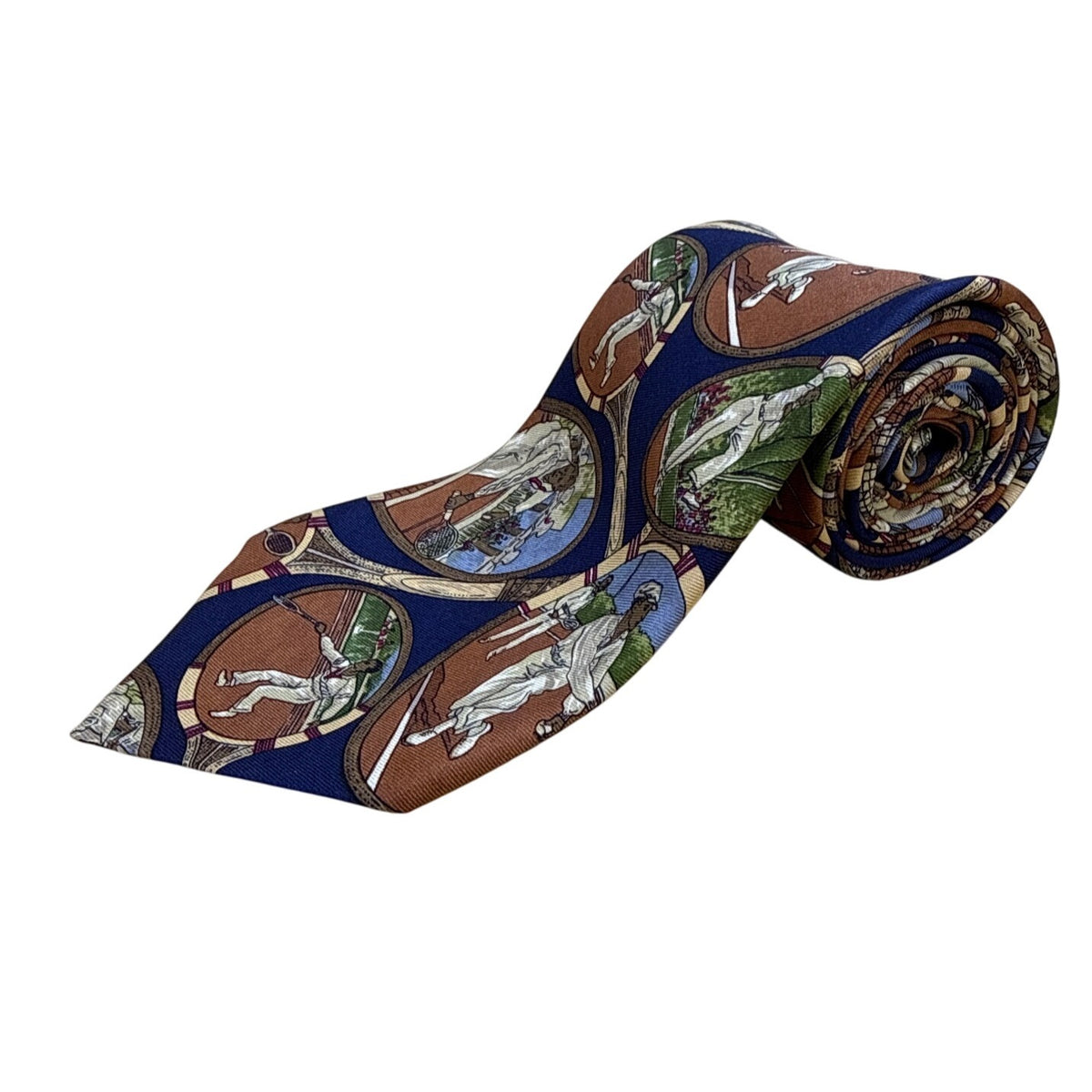 Vintage Brooks Brothers Blue All Silk Tennis Sports Pattern Tie 58"x3.5"