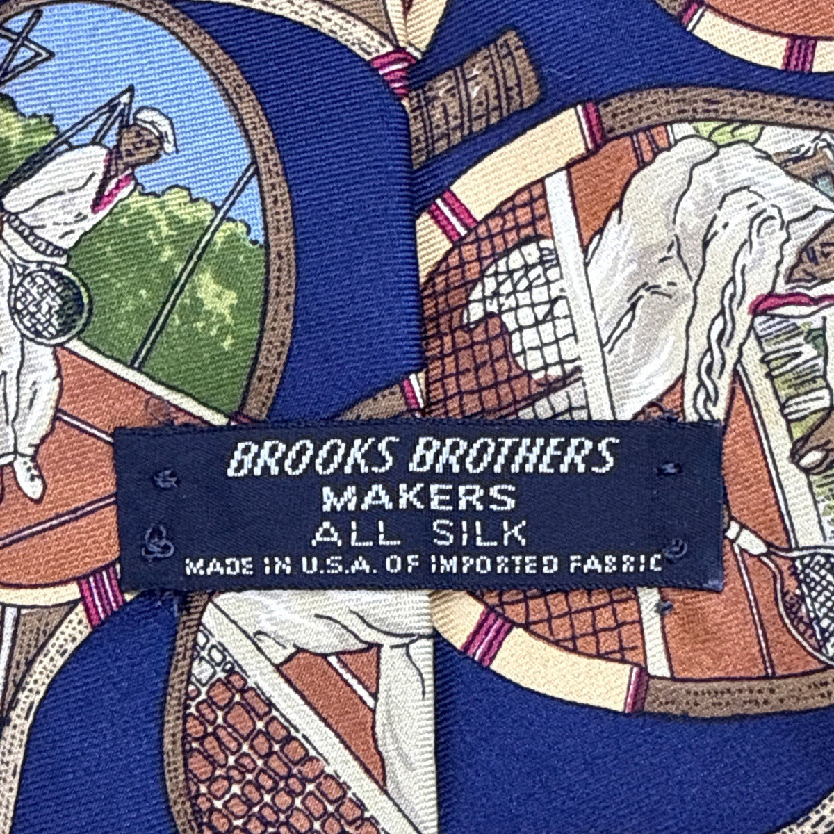 Vintage Brooks Brothers Blue All Silk Tennis Sports Pattern Tie 58"x3.5"