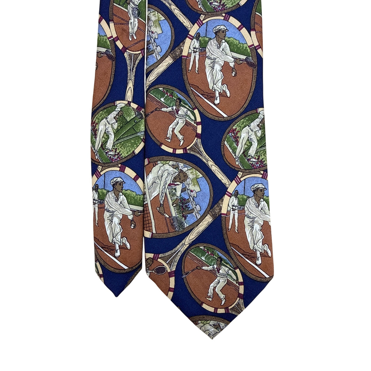 Vintage Brooks Brothers Blue All Silk Tennis Sports Pattern Tie 58"x3.5"