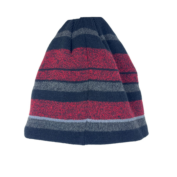 Champion Unisex Dark Gray & Red Striped Knit Beanie Hat One Size Warm Winter Accessory