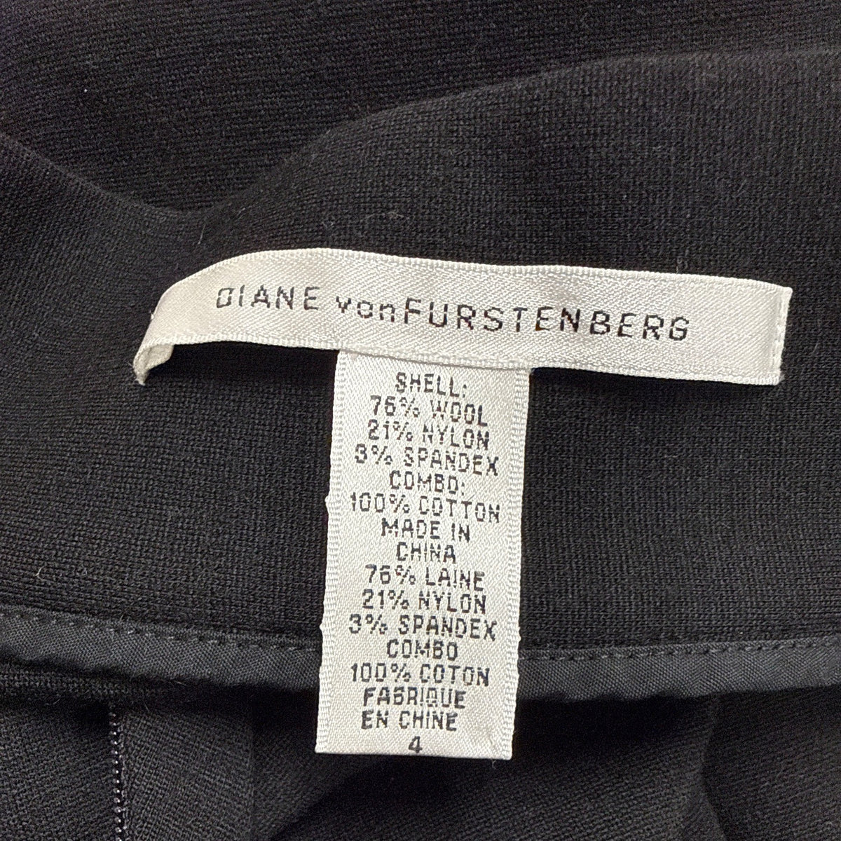 Diane VonFurstenberg Black Wool Blend Pencil Skirt High Waist Design Sz 4