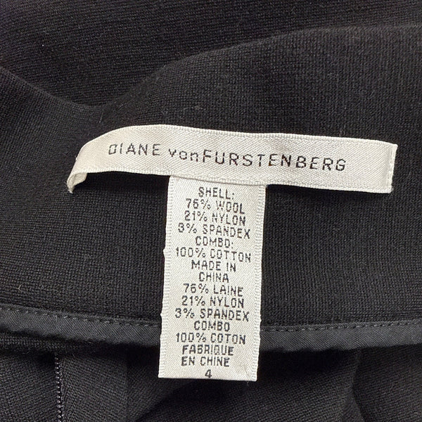 Diane VonFurstenberg Black Wool Blend Pencil Skirt High Waist Design Sz 4