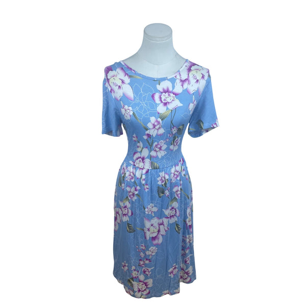 Db moon Blue Floral Short Sleeve Dress Sz M
