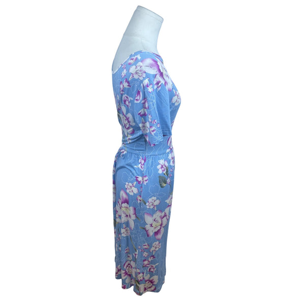 Db moon Blue Floral Short Sleeve Dress Sz M