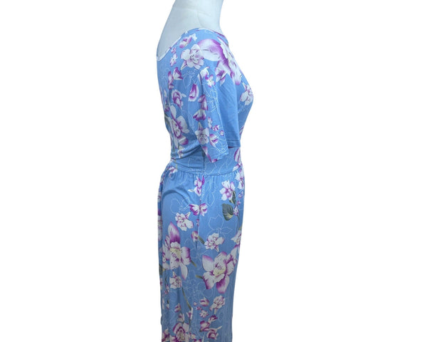 Db moon Blue Floral Short Sleeve Dress Sz M
