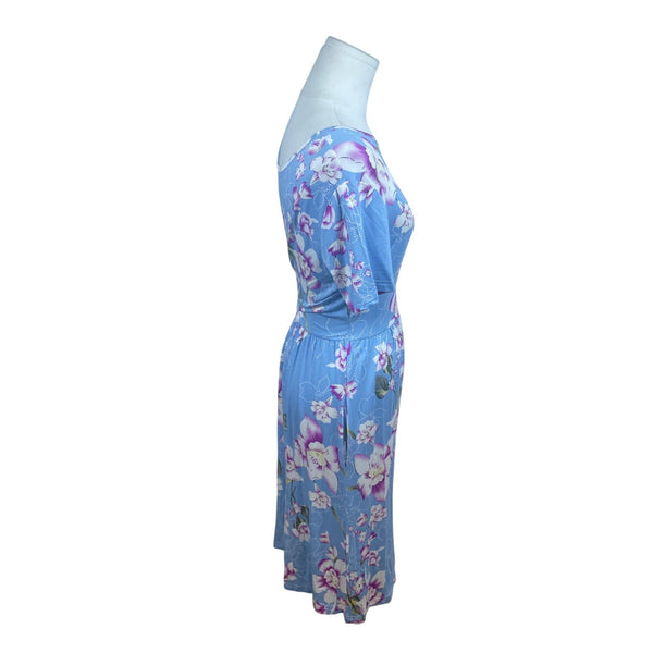 Db moon Blue Floral Short Sleeve Dress Sz M
