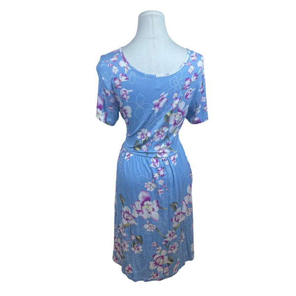Db moon Blue Floral Short Sleeve Dress Sz M
