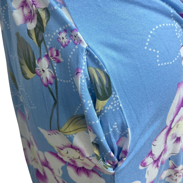 Db moon Blue Floral Short Sleeve Dress Sz M