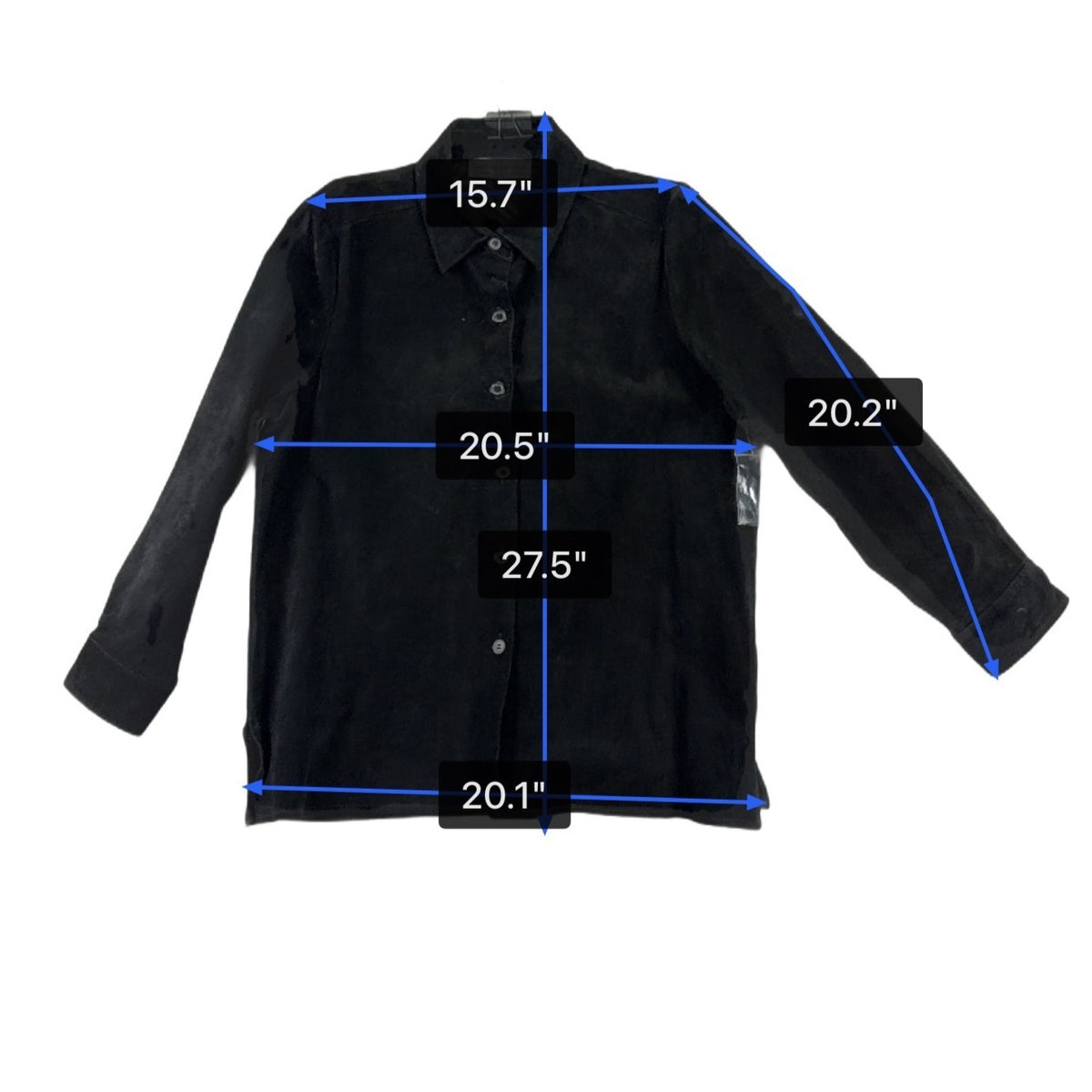 Sutton Studio Womens Black Suede Button-Down Shirt Long Sleeve Sz Large