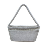 Vintage Handcrafted Women’s White Beads With Frame Closure Evening Clutch Size S