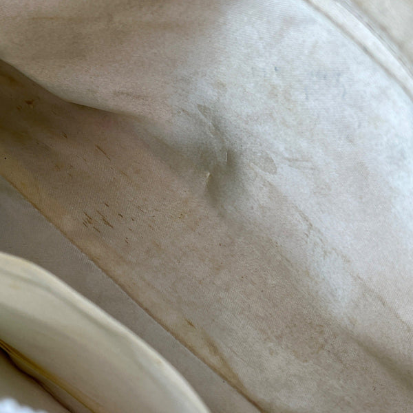 Vintage Handcrafted Women’s White Beads With Frame Closure Evening Clutch Size S