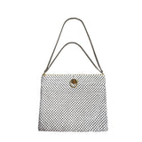 Vintage Woman’s White & Silver Elegant White Metal Mesh Evening Purse Sz S