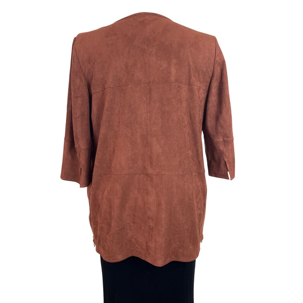 Chico’s Women's Brown Open Front Jacket 3/4 Sleeve Lightweight Elegant Size 2
