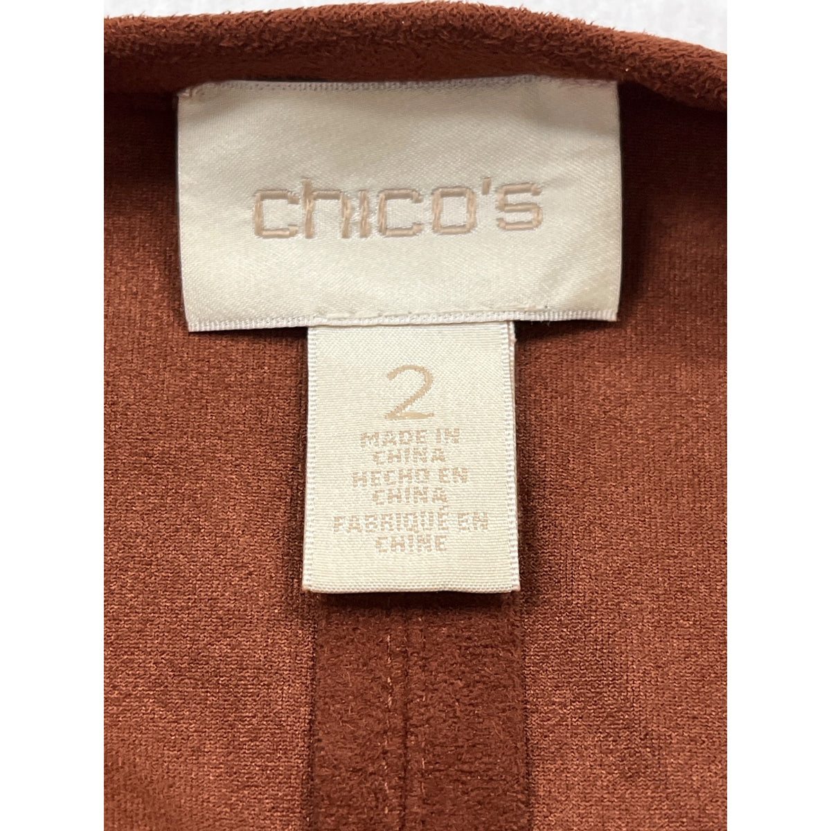 Chico’s Women's Brown Open Front Jacket 3/4 Sleeve Lightweight Elegant Size 2