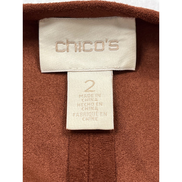 Chico’s Women's Brown Open Front Jacket 3/4 Sleeve Lightweight Elegant Size 2