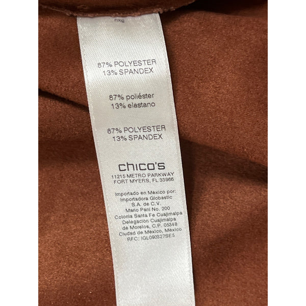 Chico’s Women's Brown Open Front Jacket 3/4 Sleeve Lightweight Elegant Size 2