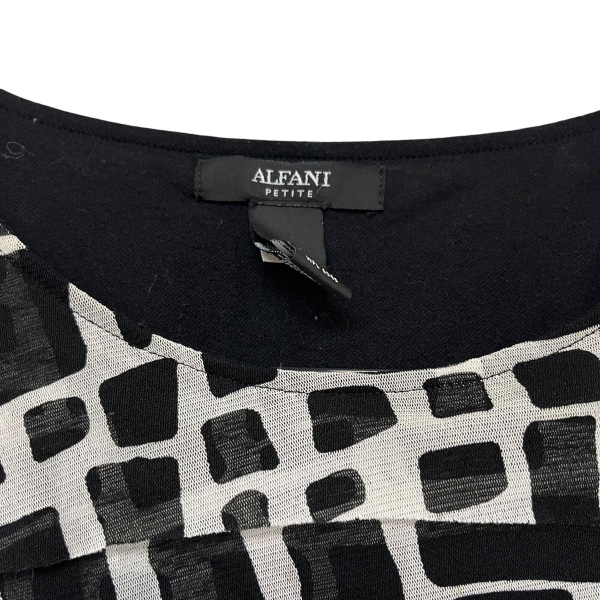 Alfani Womens Black/White Geometric Long-Sleeve Tunic Top Size Petite