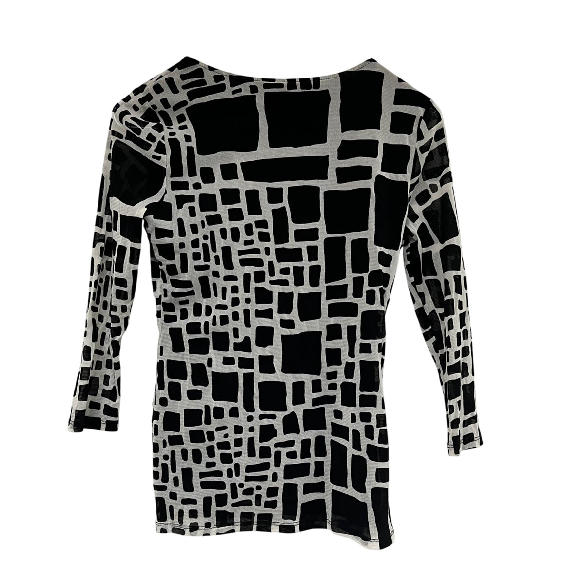 Alfani Womens Black/White Geometric Long-Sleeve Tunic Top Size Petite