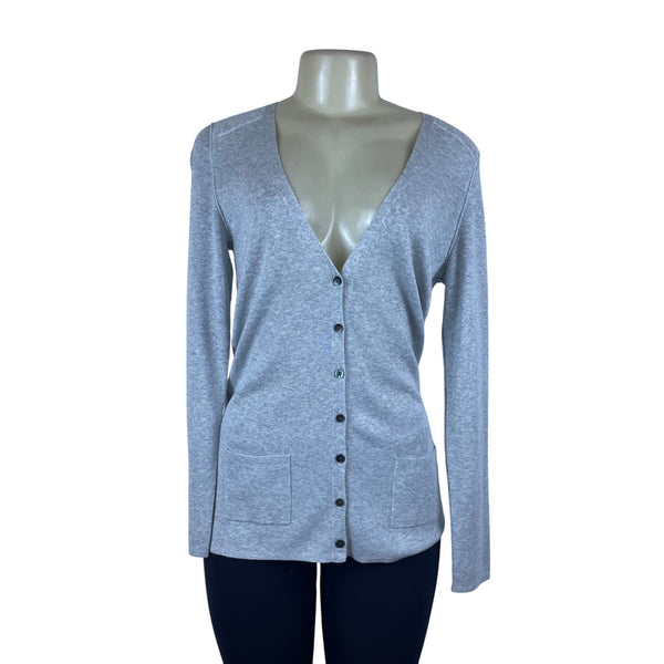 Banana Republic Womens Gray Silk Polyester Blend Button Down Cardigan Sweater