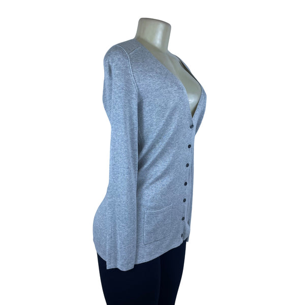 Banana Republic Womens Gray Silk Polyester Blend Button Down Cardigan Sweater
