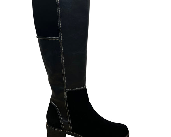 Aerosoles Women’s Black Suede Side Zipper Closure Knee-High Tar Wash Boots 7M
