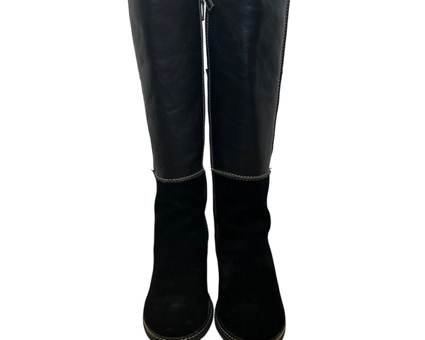 Aerosoles Women’s Black Suede Side Zipper Closure Knee-High Tar Wash Boots 7M