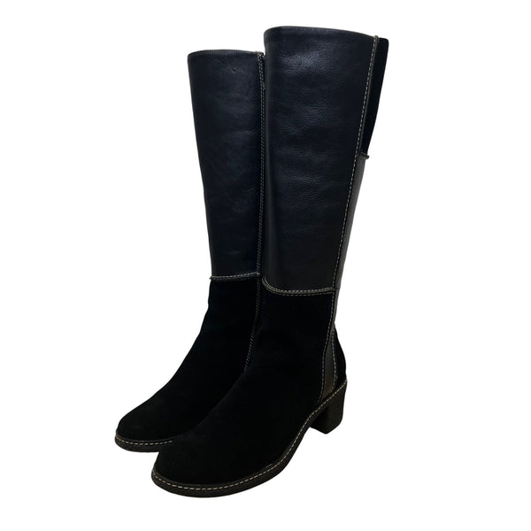 Aerosoles Women’s Black Suede Side Zipper Closure Knee-High Tar Wash Boots 7M
