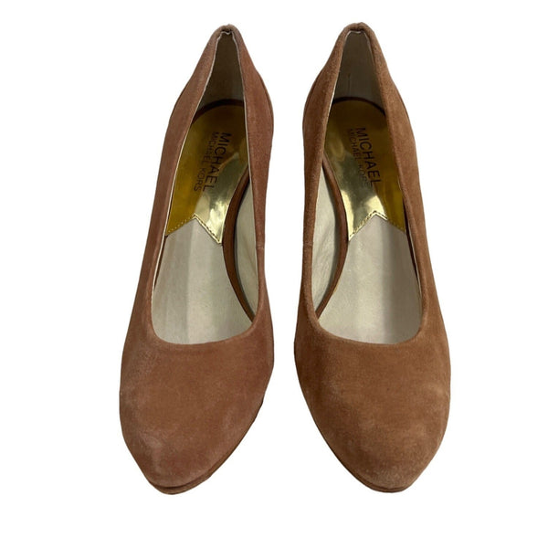 Michael Kors Womens Tan Suede Leather Upper Round Toe Stiletto Heels Size 6.5M