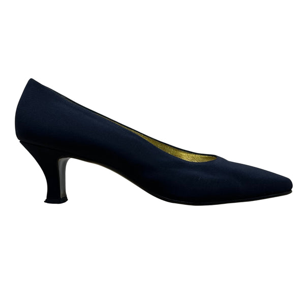 Pancaldi Women’s Navy Arianna Fabric Pointed-Toe Low Heels Pumps Size 10B