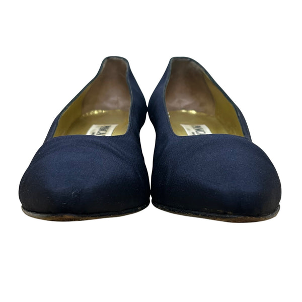 Pancaldi Women’s Navy Arianna Fabric Pointed-Toe Low Heels Pumps Size 10B