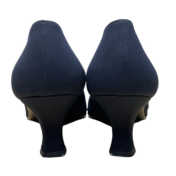 Pancaldi Women’s Navy Arianna Fabric Pointed-Toe Low Heels Pumps Size 10B