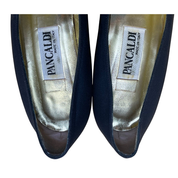 Pancaldi Women’s Navy Arianna Fabric Pointed-Toe Low Heels Pumps Size 10B