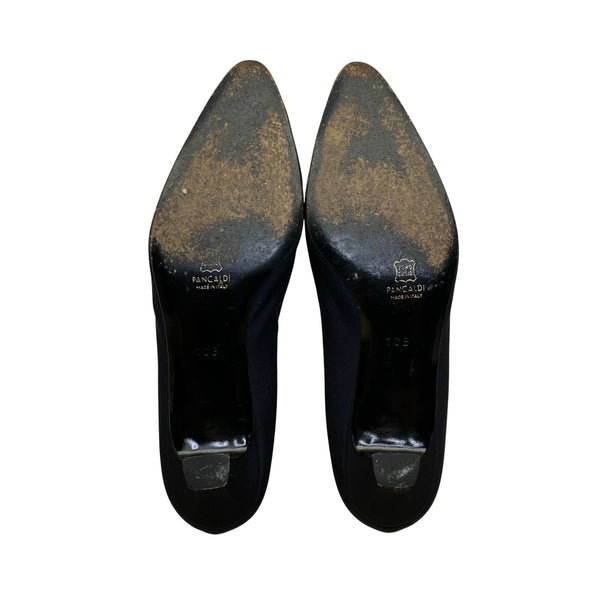 Pancaldi Women’s Navy Arianna Fabric Pointed-Toe Low Heels Pumps Size 10B