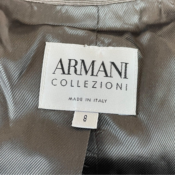 Armani Women’s Gray Button-Up Jacket With Pink Trim Accents Long Sleeves Sz 8