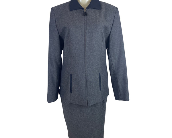Sag Harbor Suit Ladies Grey Jacket & Skirt Set Formal Office Wear Sz 10 - New
