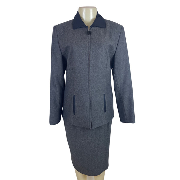 Sag Harbor Suit Ladies Grey Jacket & Skirt Set Formal Office Wear Sz 10 - New