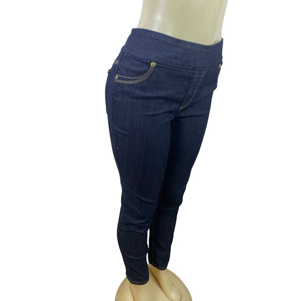 Chico’s Women’s High-Waisted Dark Wash Skinny Jeans With Gold Stitching Sz 0.5