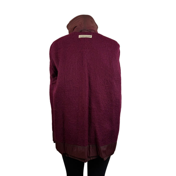 Women’s Burgundy Hooded Belted Jacket Lightweight Coat