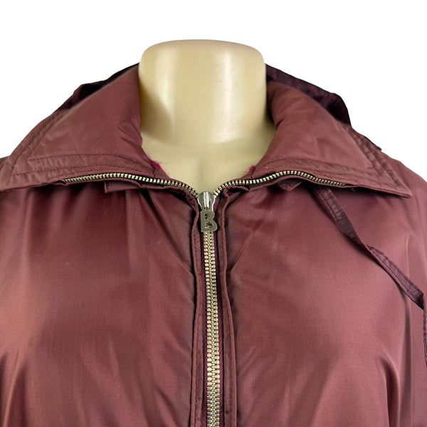 Women’s Burgundy Hooded Belted Jacket Lightweight Coat